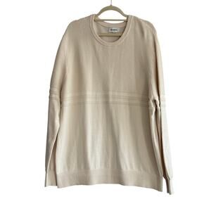 Neutral Minimalist Cream Knit Sweater Ribbed Crewneck Pullover Mens XXL